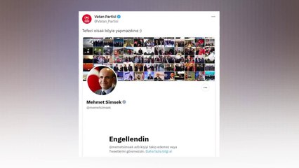Mehmet Şimşek a bloqué le parti Vatan sur Twitter