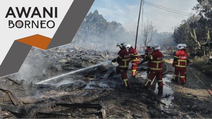 Kebakaran: 25 unit rumah pekerja kilang papan di Sibu terbakar