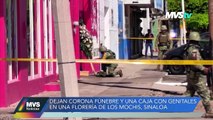 Dejan corona fúnebre y caja con genitales en florería de Los Mochis, Sinaloa