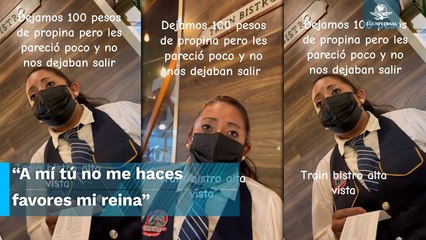Mesera retiene a clientes por no dejar el 10% de propina