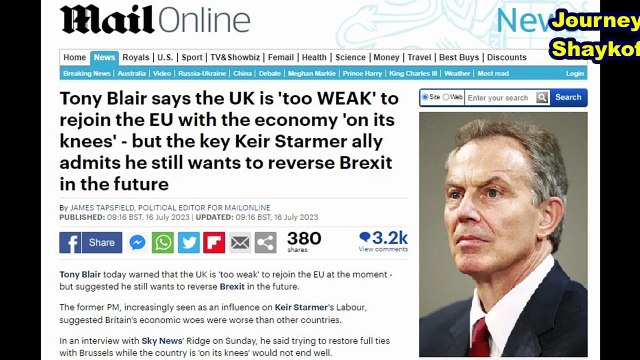 Former British Prime Minister Tony Blair regrets the withdrawal of the state from the European Union