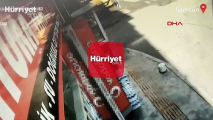 Kamyonun çarptığı beton mantar, vatandaşın kafasına isabet etti