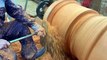 Amazing Woodturning Crazy - Great Working Skills Of Carpenter With Giant Red Wood Lathe