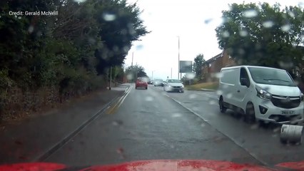 Rogue barrel caught on dashcam