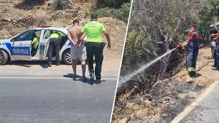 Bodrum'da yangın çıkarıp denize kaçan şüpheli, boğulma tehlikelisi geçirdi