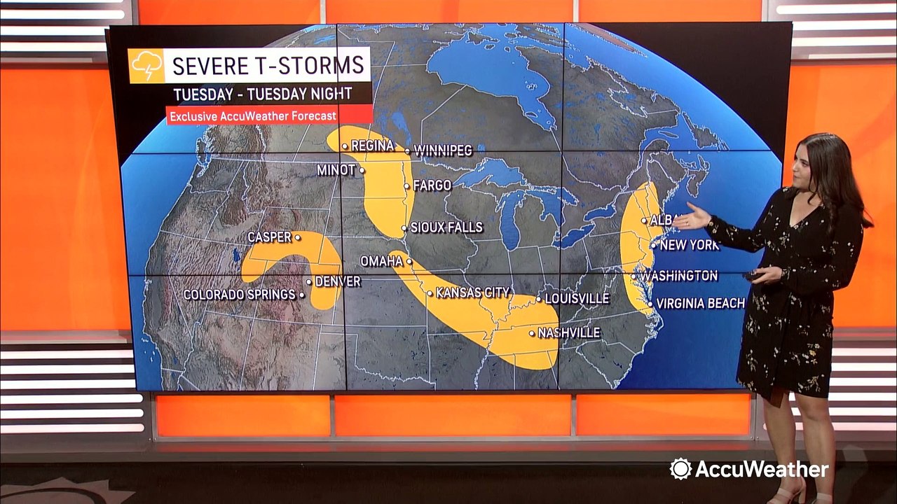 Severe thunderstorms to rumble from Plains to the East Coast