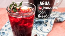 Refrescante agua de jamaica con hierbabuena ¡En 15 minutos!