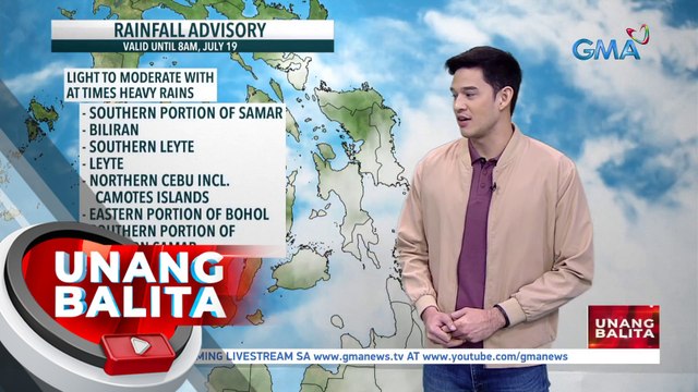 Rainfall advisory, nakataas ngayon sa ilang bahagi ng Visayas; Pag-uulan, epekto ng ITCZ at LPA sa Philippine Sea - Weather update today as of 7:23 a.m. (July 19, 2023)| UB