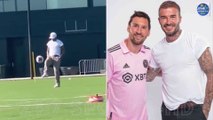 David Beckham Shows Off His Technique as He Watches Lionel Messi's First MLS Training Session