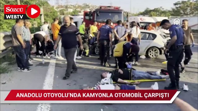 Kamyonla çarpışan otomobildeki 7 kişi yaralandı