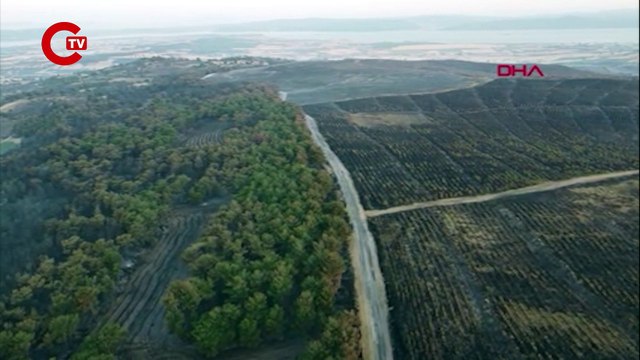 ÇANAKKALE'DE YANAN ALANLAR DRON İLE HAVADAN GÖRÜNTÜLENDİ