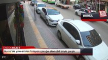 Bursa'da yola aniden fırlayan çocuğa otomobil böyle çarptı
