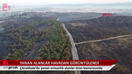 Çanakkale'deki orman yangını havadan görüntülendintulendi