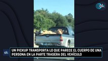 Un pickup transporta lo que parece el cuerpo de una persona en la parte trasera del vehículo