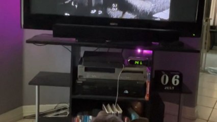 Puppy watching cartoons thinks he's splashed by them *Hilarious Moment*