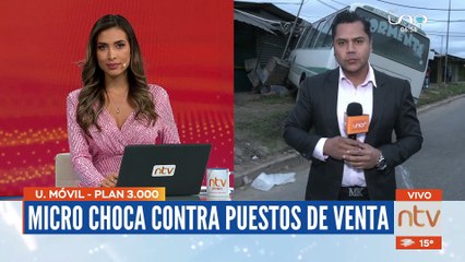 Micro chocó contra un kiosko en el Plan 3000