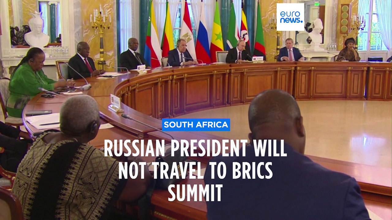 Russia announces President Vladimir Putin will not attend a BRICS nations summit in South Africa