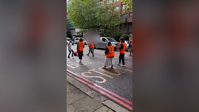 Man assaults Just Stop Oil supporter after pregnant woman involved in apparent car crash