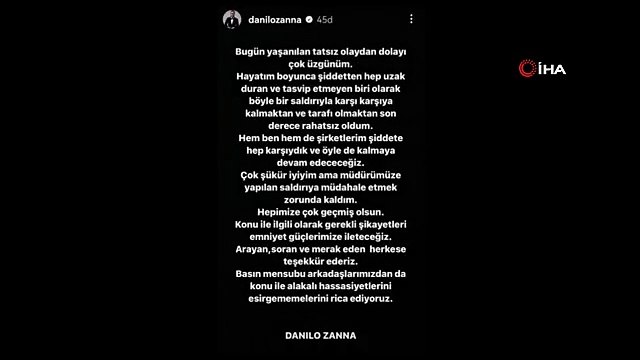 İtalyan şef Danilo Zanna darp edilmesine ilişkin açıklama yaptı