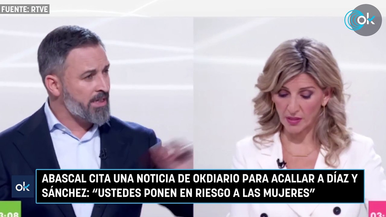 Abascal cita una noticia de OKDIARIO para acallar a Díaz y Sánchez: "Ustedes ponen en riesgo a las mujeres"