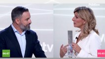 Los momentos más destacados de Yolanda Díaz y Pedro Sánchez frente a Santiago Abascal en el debate de RTVE