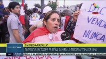 Perú: Sectores diversos prosiguen movilizaciones a pesar de la fuerte presencia policial
