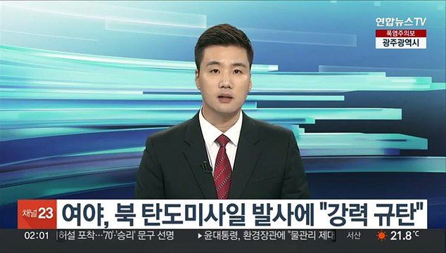 여야, 북 탄도미사일 발사에 강력 규탄