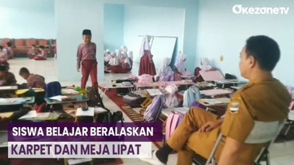 Tak Punya Kursi dan Meja, Siswa SDN di Bandung Barat Belajar Beralaskan Karpet