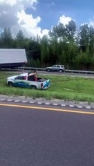 Highway Blocked By Mobile Home Accident