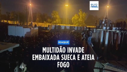 Multidão invade embaixada da Suécia em Bagdad e ateia fogo