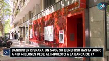 Bankinter dispara un 54% su beneficio hasta junio a 418 millones pese al impuesto a la banca de 77
