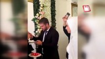Düğün pastasını annesine yediren damat