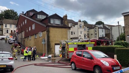 Fire crews at the scene of a flat blaze in Luton
