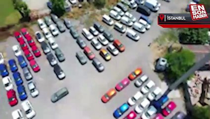 İstanbul'da satılmayıp stoklanan araçlar havadan görüntülendi