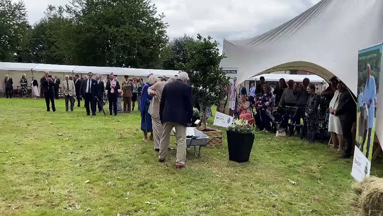 King Charles III plants an oak sapling in Brecon