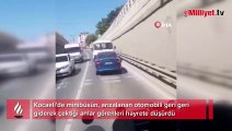 Trafikte şaşırtan anlar kamerada: Arızalanan otomobili geri geri çekti