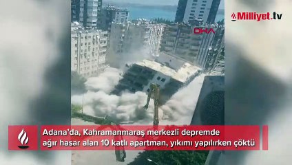 Ağır hasarlı bina, yıkım sırasında çöktü! Zarar tam 1 milyon lira