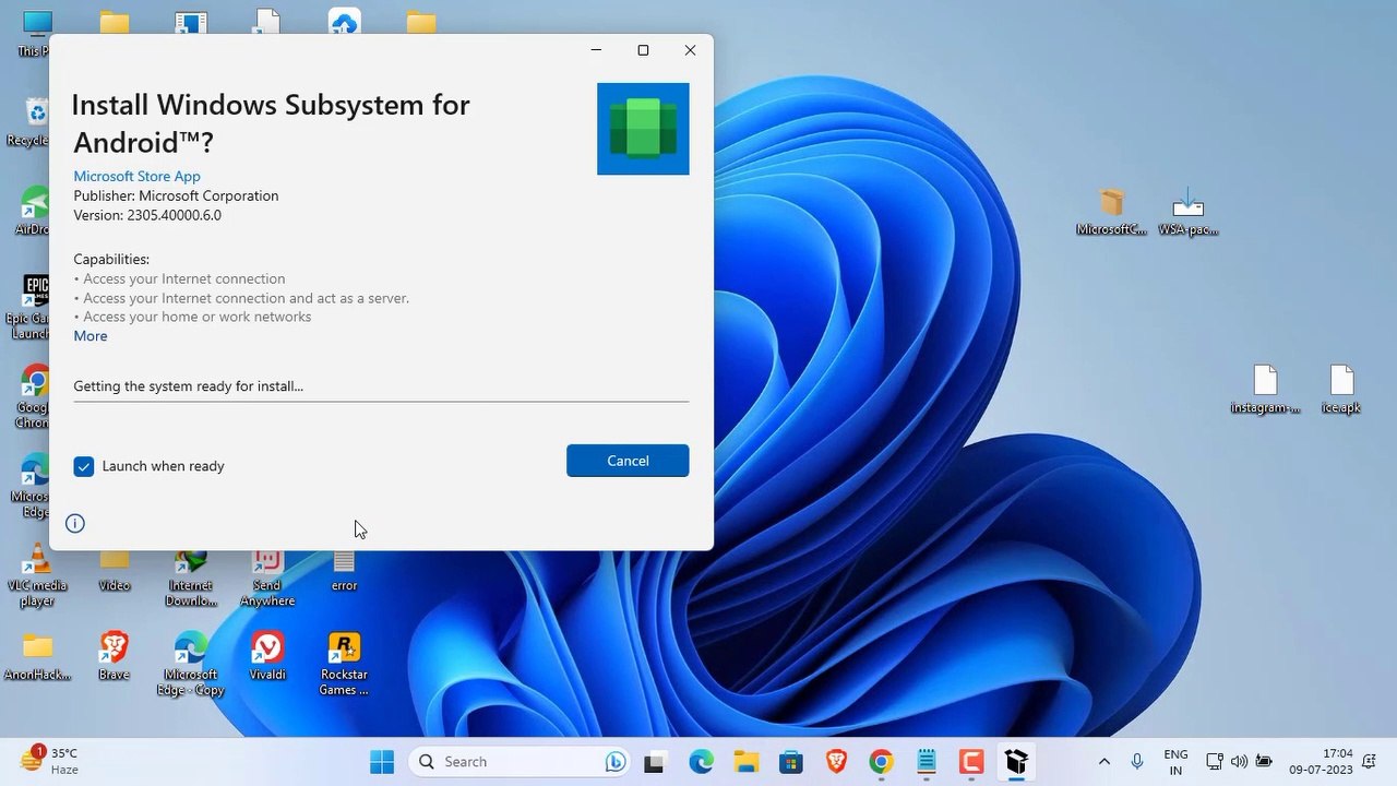 How to install Windows Subsystem for Android. (Install Android apps of Windiows