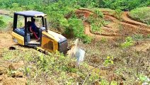 Bulldozer Creates Terrace at the Top of the Mountain CAT D5K XL