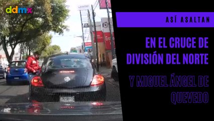 Así asaltan en el cruce de División del Norte y Miguel Ángel de Quevedo