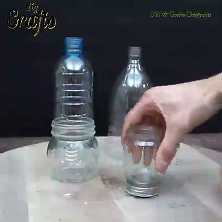 Fairy House from Bottles with two conical roofs  How to make a fairy house from jar with own hands