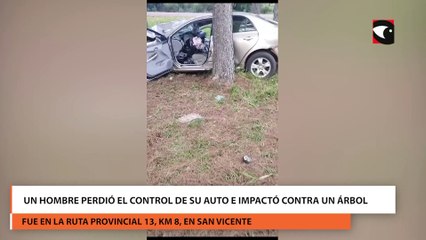 Un hombre perdió el control de su auto e impactó contra un árbol