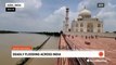 Floodwaters reach the walls of the Taj Mahal for the first time in decades
