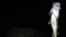 MCH 404 NIGHT FISHING AT DICK SON DAM CATCHING THE BIG ONES IN THE BRIGHT MOONLIGHT WITH THE HEADLIGHTS ON FISHING HOOKS LINE AND SINKER BRAIDED OR MONO .