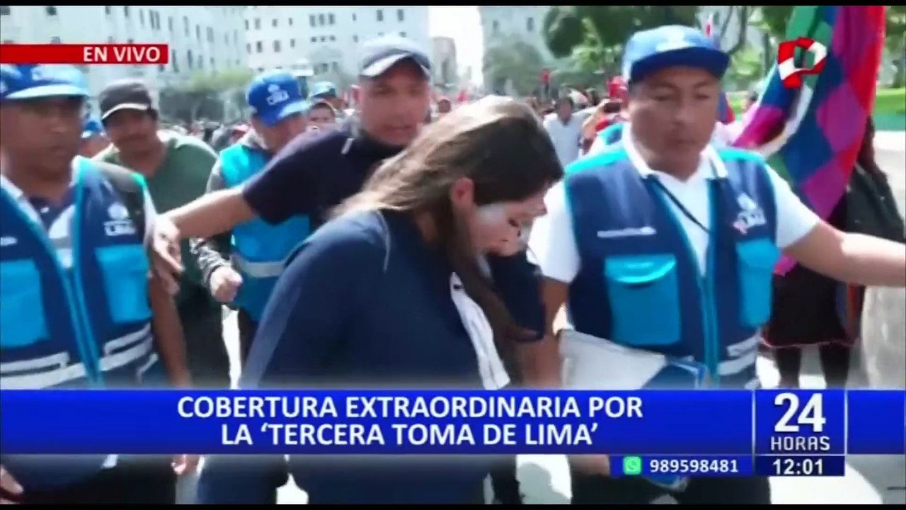 Toma de Lima: con jalones, empujones y patadas agreden a reportera de Panamericana Televisión