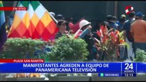 Toma de Lima: captan cuando manifestante patea a reportera de Panamericana Televisión