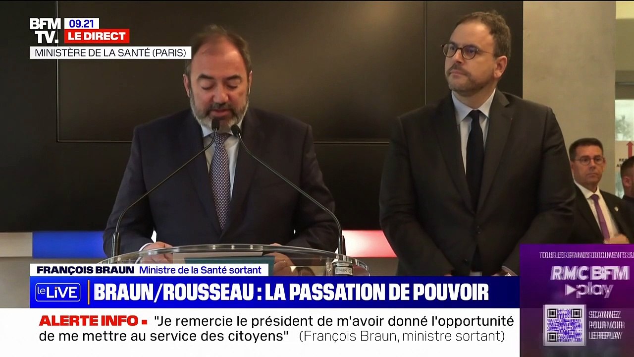 La passation de pouvoir entre François Braun et Aurélien Rousseau au ministère de la santé