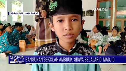 Bangunan Sekolah Madrasah di Indramayu Ambruk, Siswa Terpaksa Belajar di Masjid