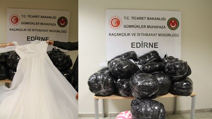 Kapıkule'de değeri 2 milyon 240 bin lira olan 73 kaçak gelinliğe el konuldu