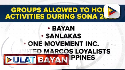 Apat na grupo, binigyan ng permit upang makapagsagawa ng kilos-protesta at aktibidad sa SONA 2023
